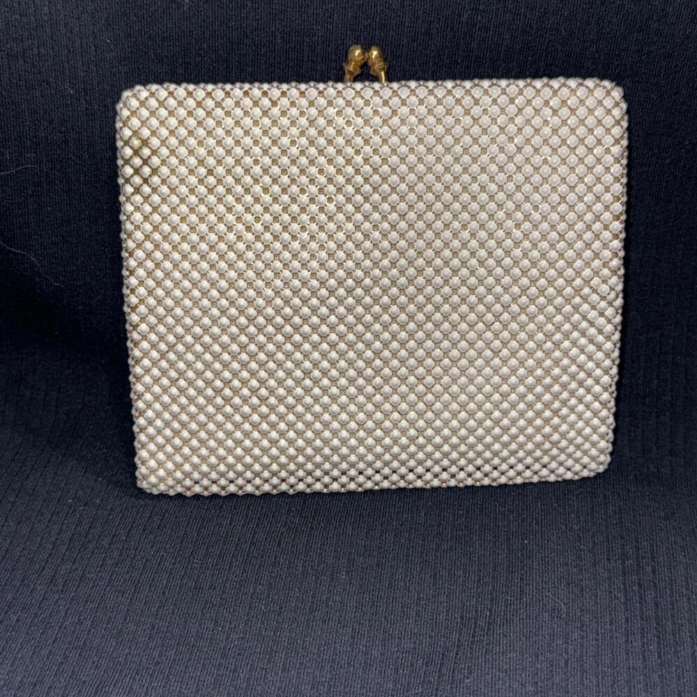 Vintage Whiting & Davis White Old Money‎ Wedding Classy Metal Mesh Wallet Clutch